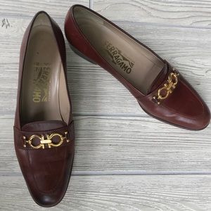 Salvatore Ferragamo Brown Leather Shoes w/ Buckle